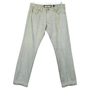 Akoo Brands Mens Jeans Size 38 Light Wash Straight Fit Hip Hop Skate Streetwear